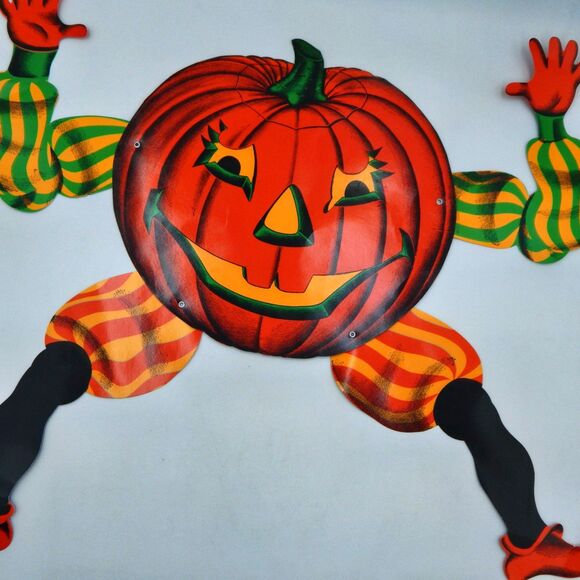 Beistle Jointed Jack-O-Lantern Goblin Cardboard Diecut Halloween Decoration - Picture 1 of 12